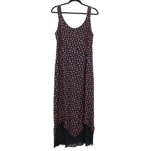 Jenny Helene Floral Maxi Dress Women PM Black Boho Cottagecore Romantic Delicate